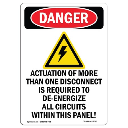 Signmission Safety Sign, OSHA Danger, 10" Height, Rigid Plastic, Actuation Of More, Portrait OS-DS-P-710-V-2307